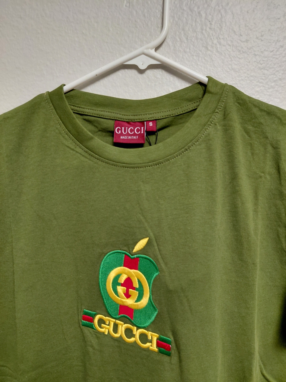 Gucci Men's Olive Green Logo Crewneck T-Shirt